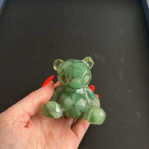 Jade Gemstone Hand Carved Teddy Bear. Rare Find 🍀